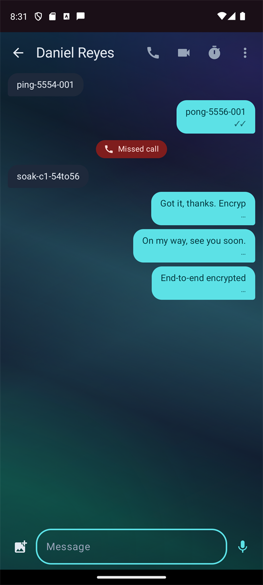 An Aurora chat with a contact