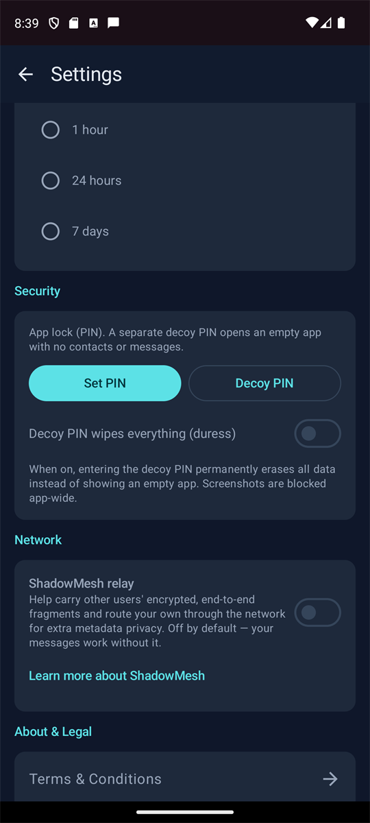 Aurora security settings